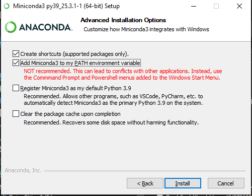 Add conda to PATH environment variables